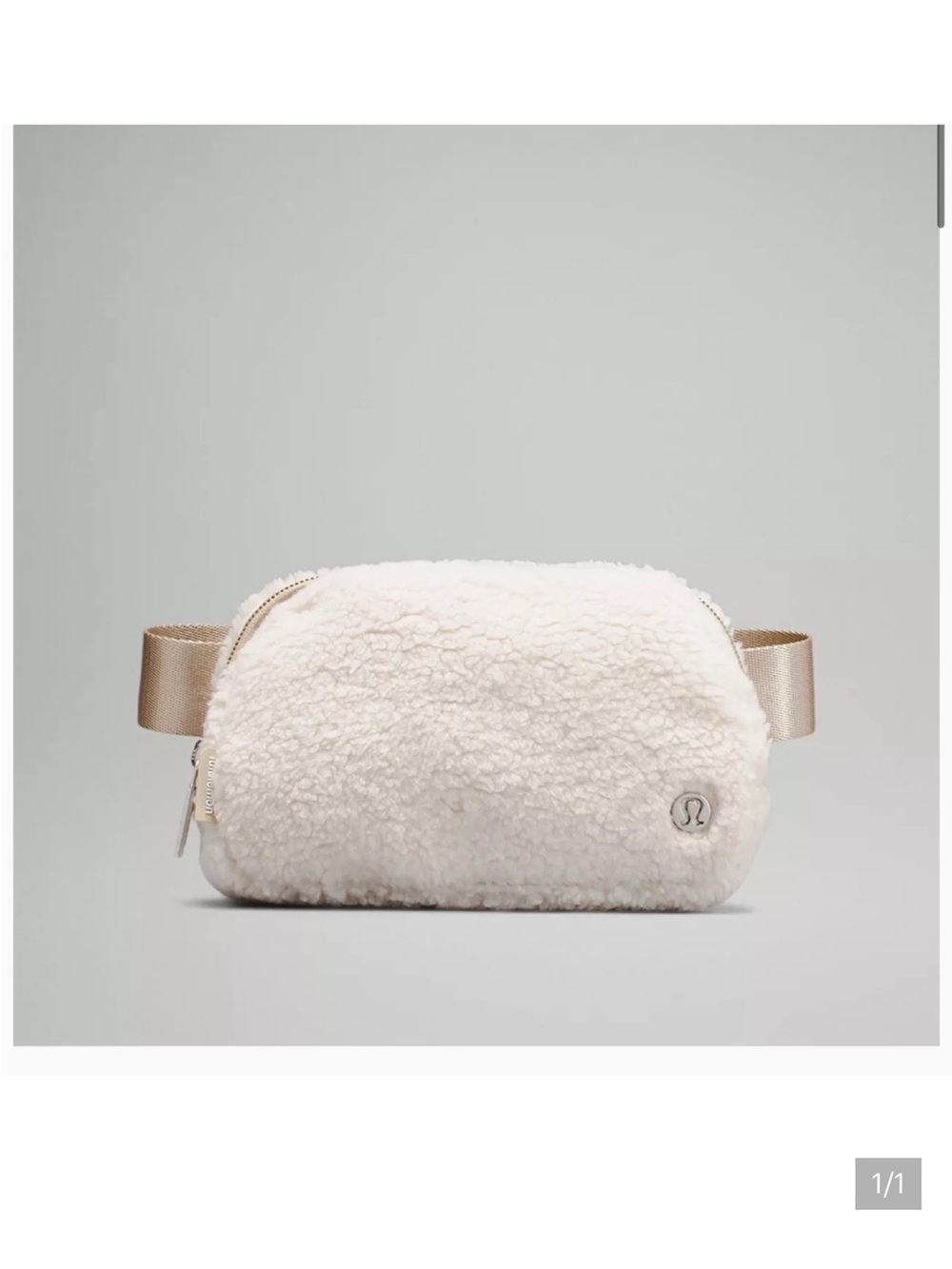 lululemon athletica Cream Sherpa Waist Bag with Satin Strap